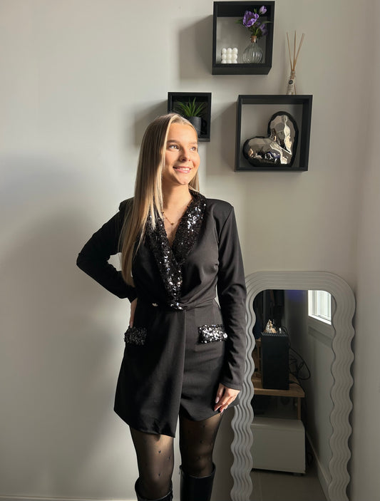Combi blazer short à paillettes