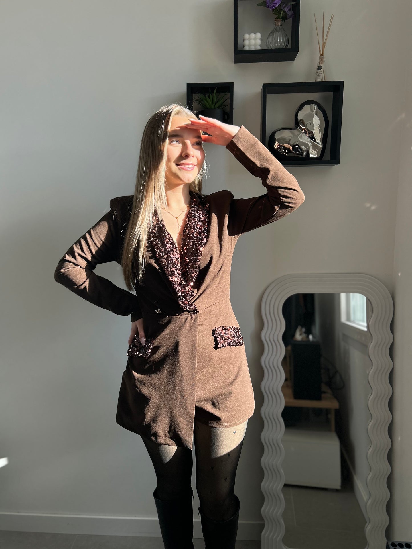 Combi blazer short à paillettes