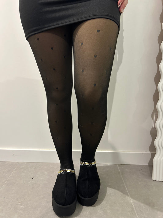 Collant polaire motif cœur